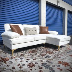 White Mid Century Modern Sectional Sofa