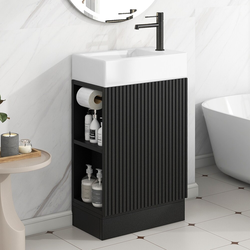 18.6" Bathroom Vanity with Sink, Bathroom Vanity Cabinet with Two-tier Shelf, Left or Right Orientation