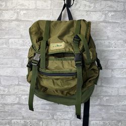 Vintage LL Bean Continental Rucksack Backpack Olive Green 80s