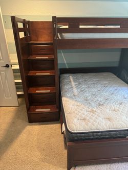 Twin over Full Bunk Bed with Storage Stairs