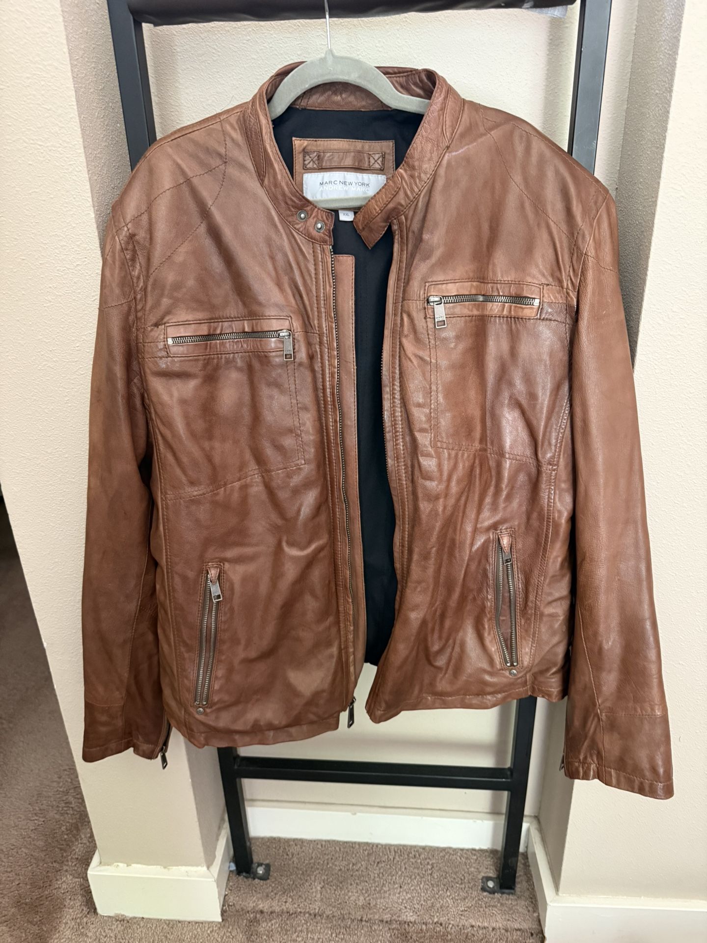 Marc New York Andrew Marc Brown Leather Jacket Size XXL