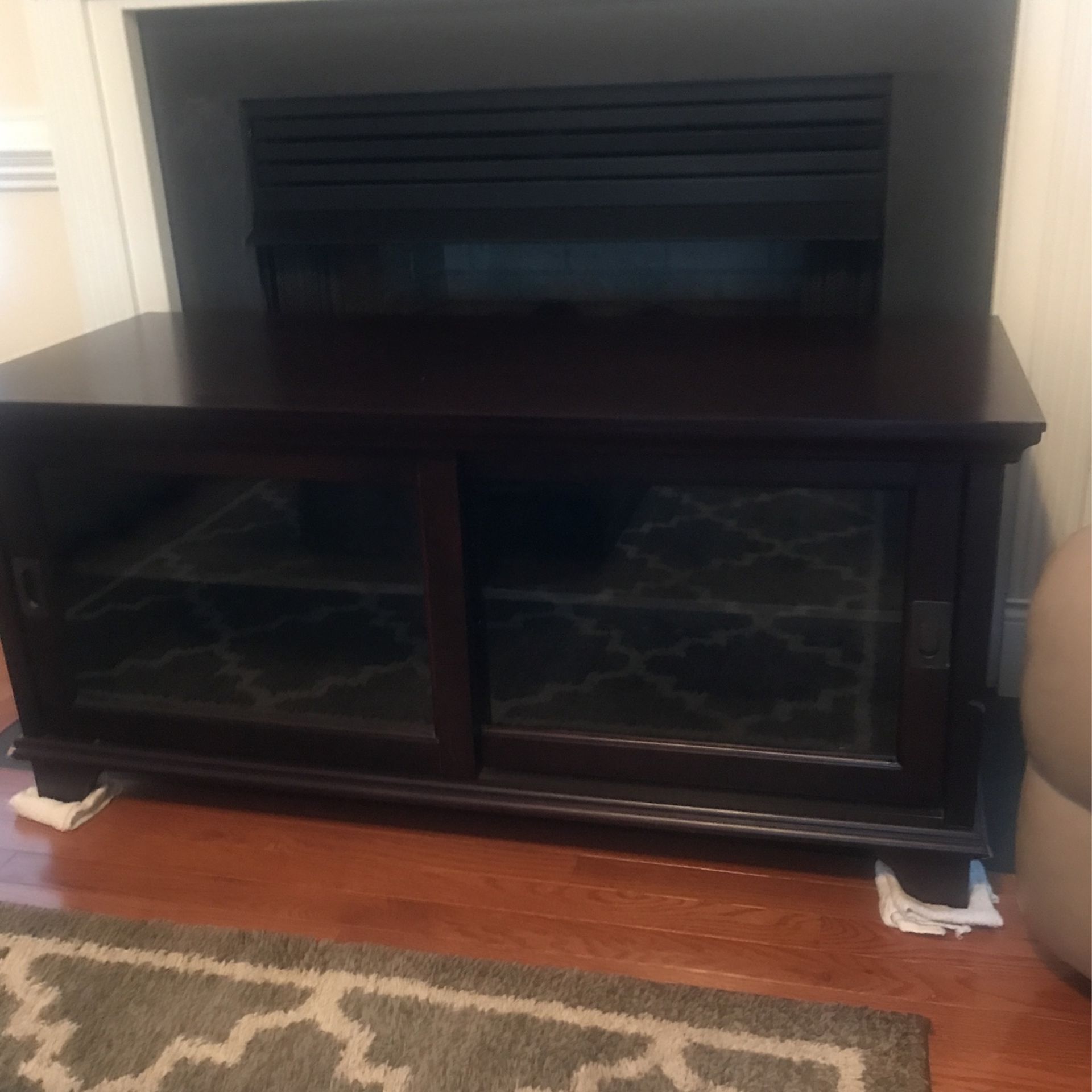 Tv Stand With Storage Space, Dark Wood Color