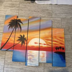 Tropical Sunset 5 Panel Photos