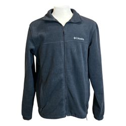 Columbia Fleece Jacket Long Sleeve Full Zip Outdoor Mens Slate/Black Size Large