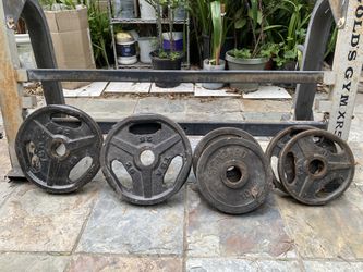Barbell And Weights And Rack For Sale $65