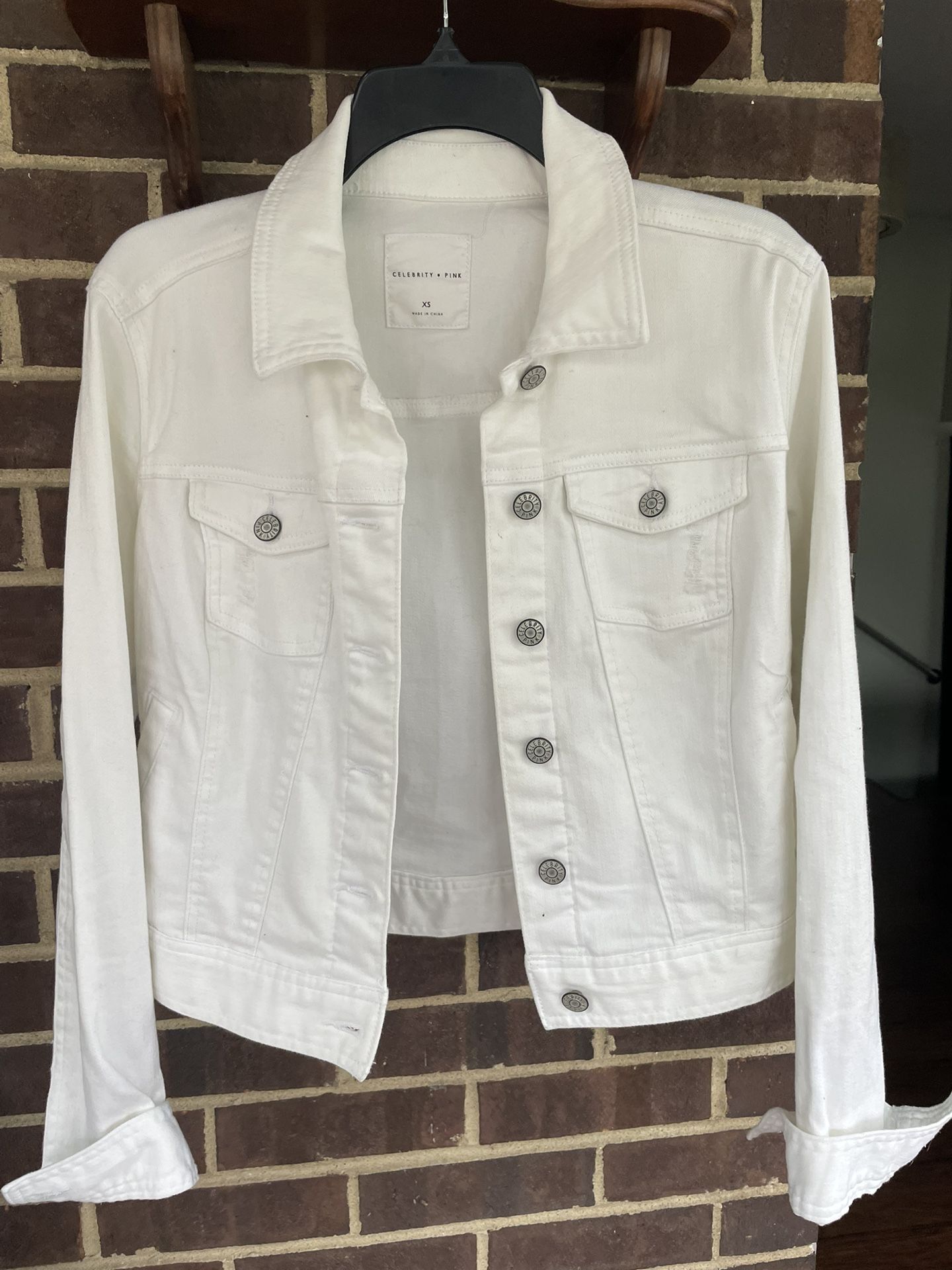 Celebrity pink White Denim Jacket