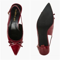 Madden Girl Vogue Red Patent Slingback Kitten Heel Pumps Women's  Size 10 New