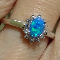Beautiful 😍 New Size 5 Opal Sterling Silver Ring! 💍