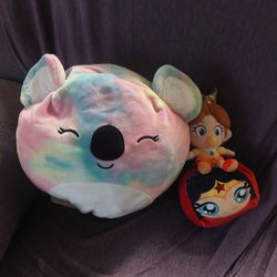 Reversible Squishmallow and 2 small plushies