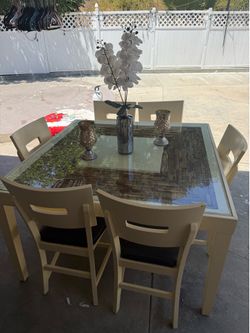 Glass Top Dining Table with 4 Chairs