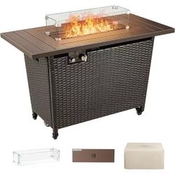 ❤️‍🔥 43 inch Outdoor Wicker Fire Pit 50000 BTU Patio Fire Pit - 43 inch$120
