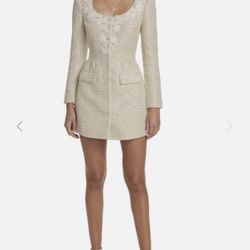 Self portrait floral embroidered boucle