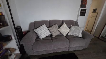 Gilson Gray Chenille 92" Reclining Sofa