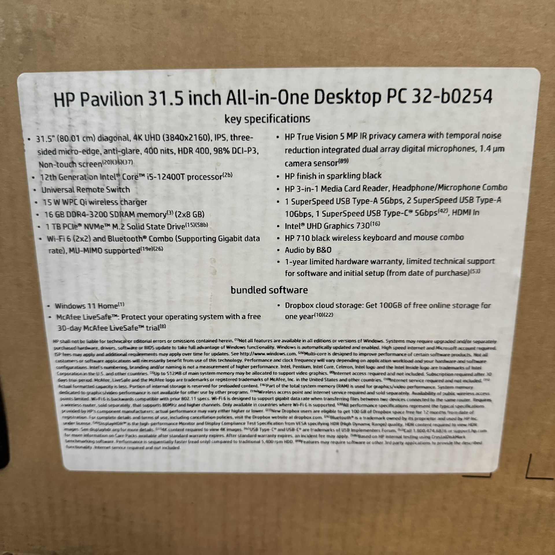 HP Pavillion 32” 4K All-In-One Desktop