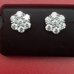💎 ICED MOISSANITE FLOWER STUDS | 925 SILVER | SCREW BACK 💎
