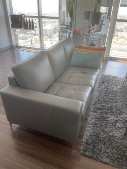Smoke grey Leather Sofa 