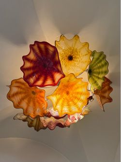 Hand blown glass flower chandelier