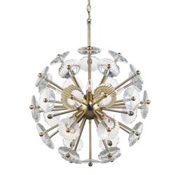 Floret 8-Light Satin Brass Chandelier With Clear Crystal Accents