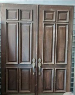 Pair of Tall Vintage Mid Century Entry Double Doors