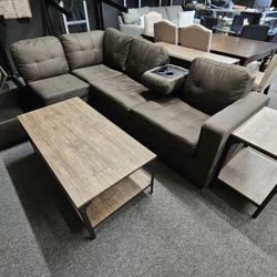 Brand New Sectional With Storage Chaise & Trade Cup Holder $449 FREE LOCAL DELIVERY & SET UP
