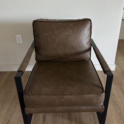 Modern Faux Leather Accent Chair - Brown/Black