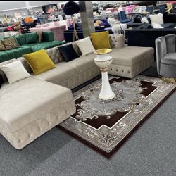 *Brand New Sectional Double Chaise Velvet.