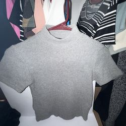 Ladies Grey Wool Crop Top XS
