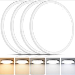 Brightever 4Pack LED Flush Mount Ceiling Light Fixture, 12 Inch 24W, Super Slim 0.67 Inch, 3200LM, Dimmable & 2700K-6500K 5 Color Selectable LED Ceili