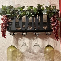 Wall Bottle and Glasses Rack