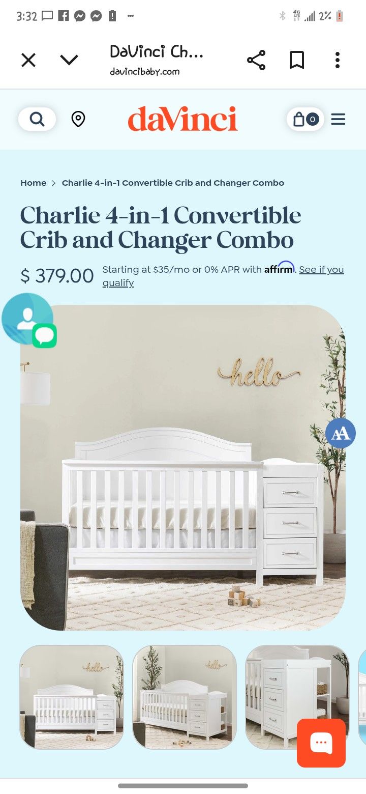 Davinci Charlie 4 In 1 Convertible Crib And Changer Plus Bed
