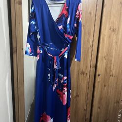Floral Print, Long Sleeve, Long Summer Dress. Size XXL