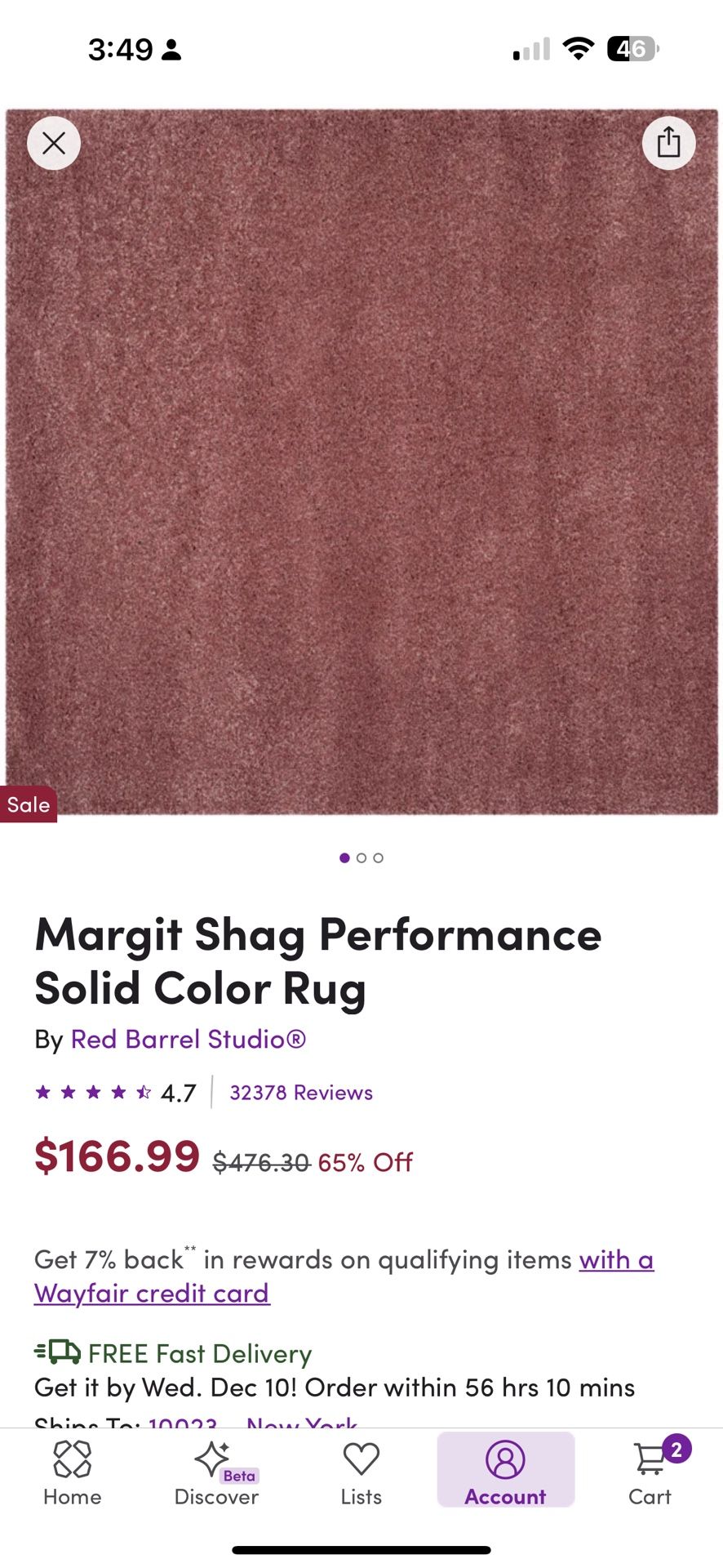 6’7” Dusty rose Area rug