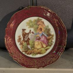 Vintage Limoges France Porcelain d'Art Miniature Plate Fragonard Couple 3.5’’