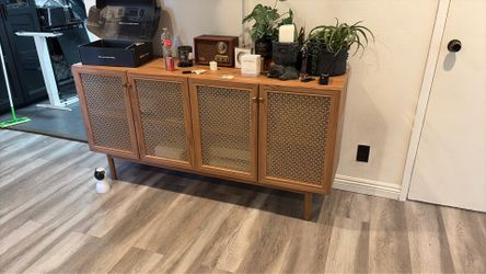 Mid-Century Modern Cane Accent Cabinet / Sideboard