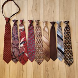 Assorted Men's Ties 8 Clip On & 1 Zip Clip Tie