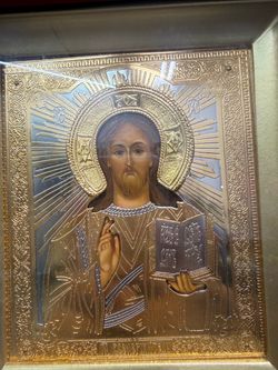 Orthodox Christian Icon with Gold Metal Riza