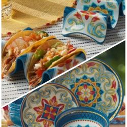 Princess House  12 Pz Vajilla Y 2 Portadores De Tacos 