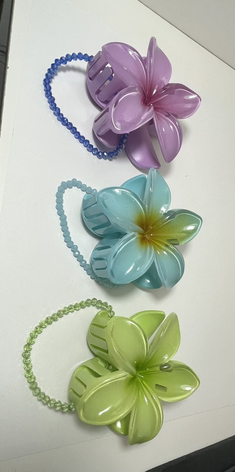 Flower Claw Clips With Gem Bracelets Bundle