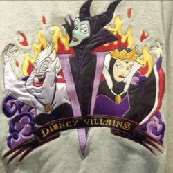 DISNEY VILLAINS EMBROIDERED ROBE 90s (L/XL)(GRAY) MALEFICENT-EVIL QUEEN-URSULA-