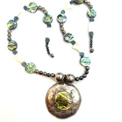 Long Abalone And Pearl Necklace 