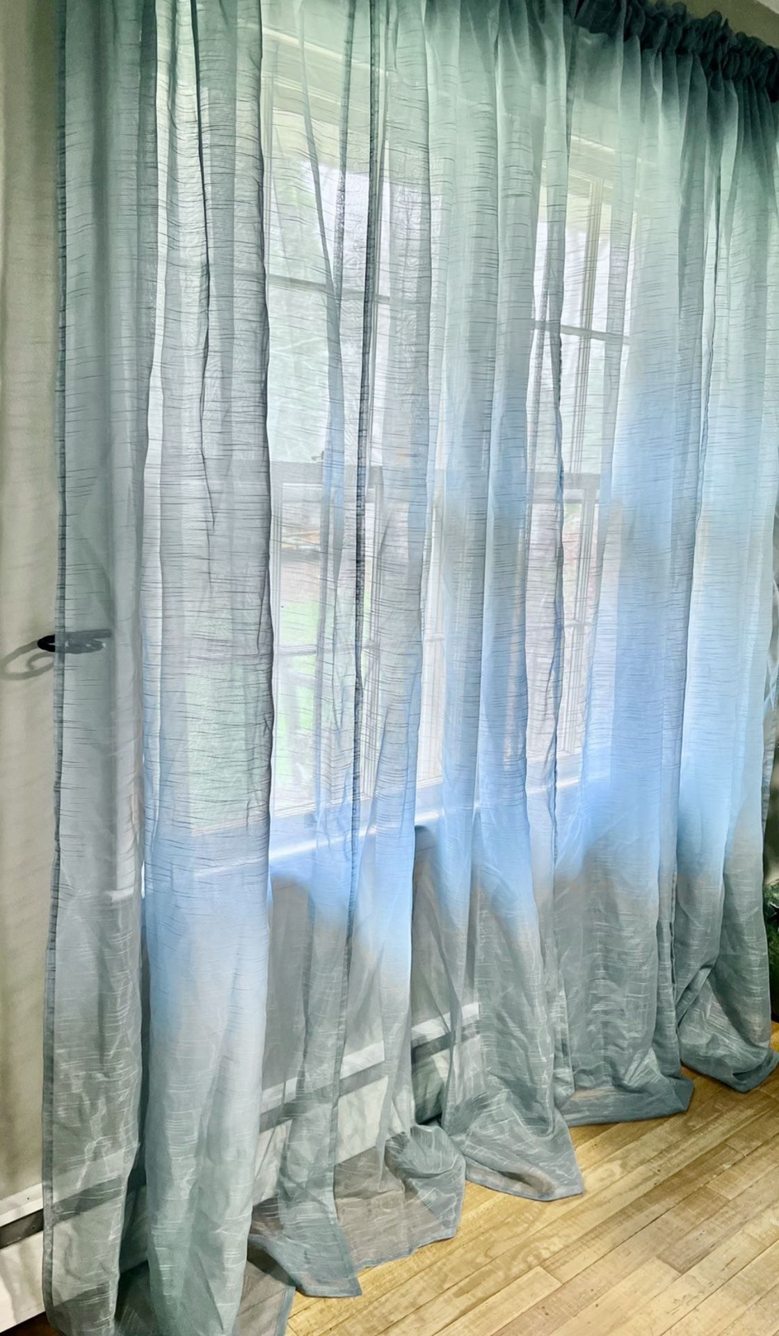 Six Ikea Sheer Aqua Blue Curtains 