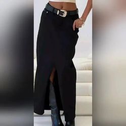 long black jean skirt pp