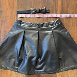 Faux Leather Black 4T Skirt And Matching Bow - New Without Tags 