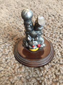 Clown Figurine Vintage George Good Pewter Enamel 3”