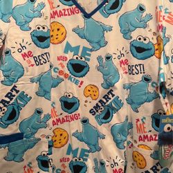 2XL BNWT  Cookie Monster Scrubs shirt