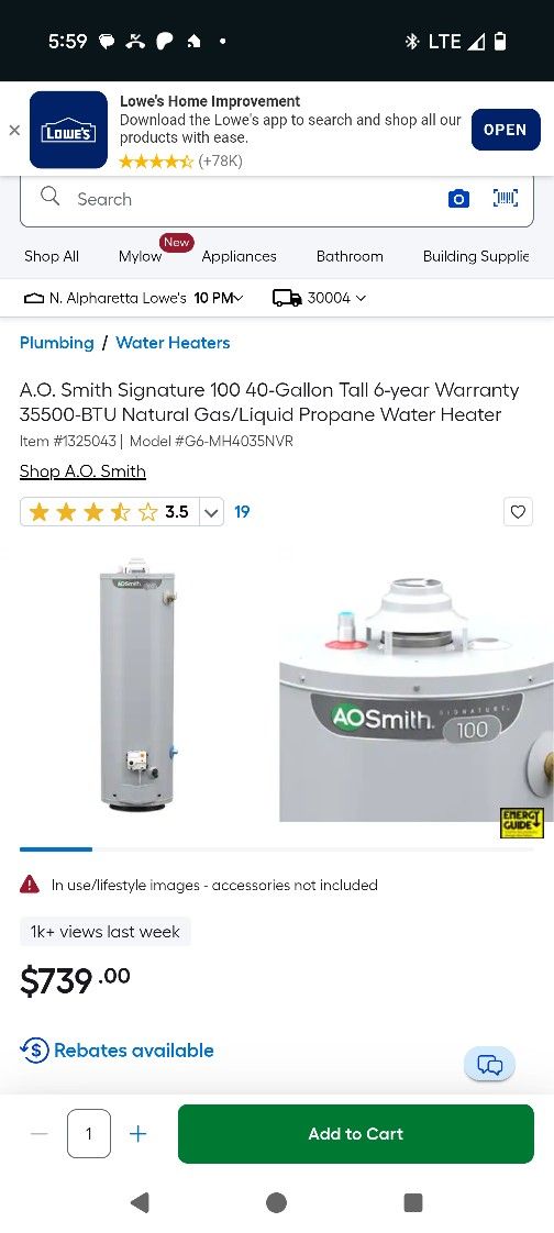 Brand New Gas Water Heater $800 or Best Offer!
