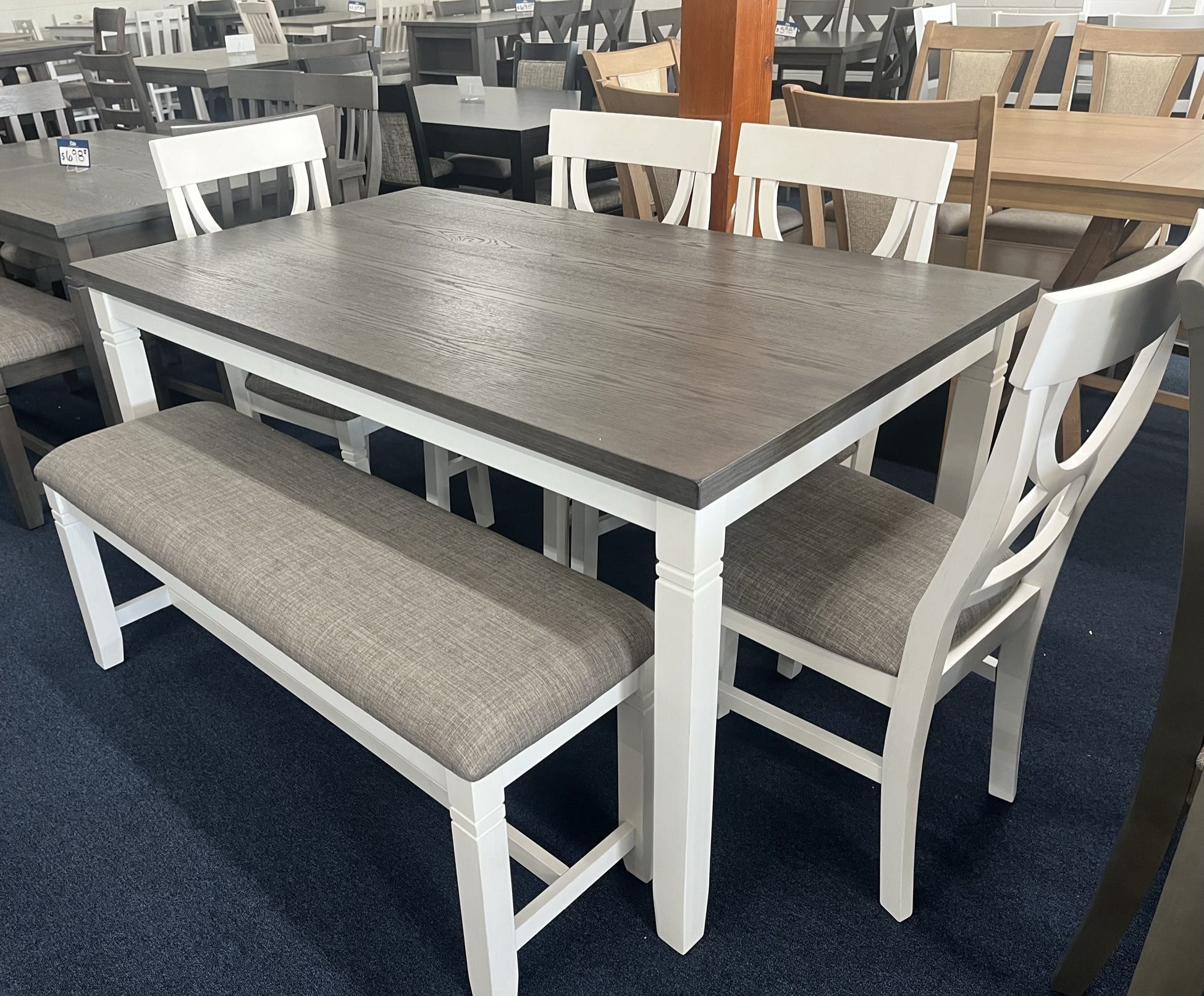 Grey And White 6pc Dining Set