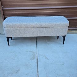 Gray Woven Storage Bench
