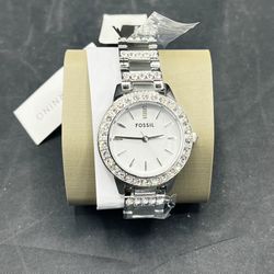 Fossil Womens ES2362 Silver  Stainless Steel Crystal Quartz Watch *1
