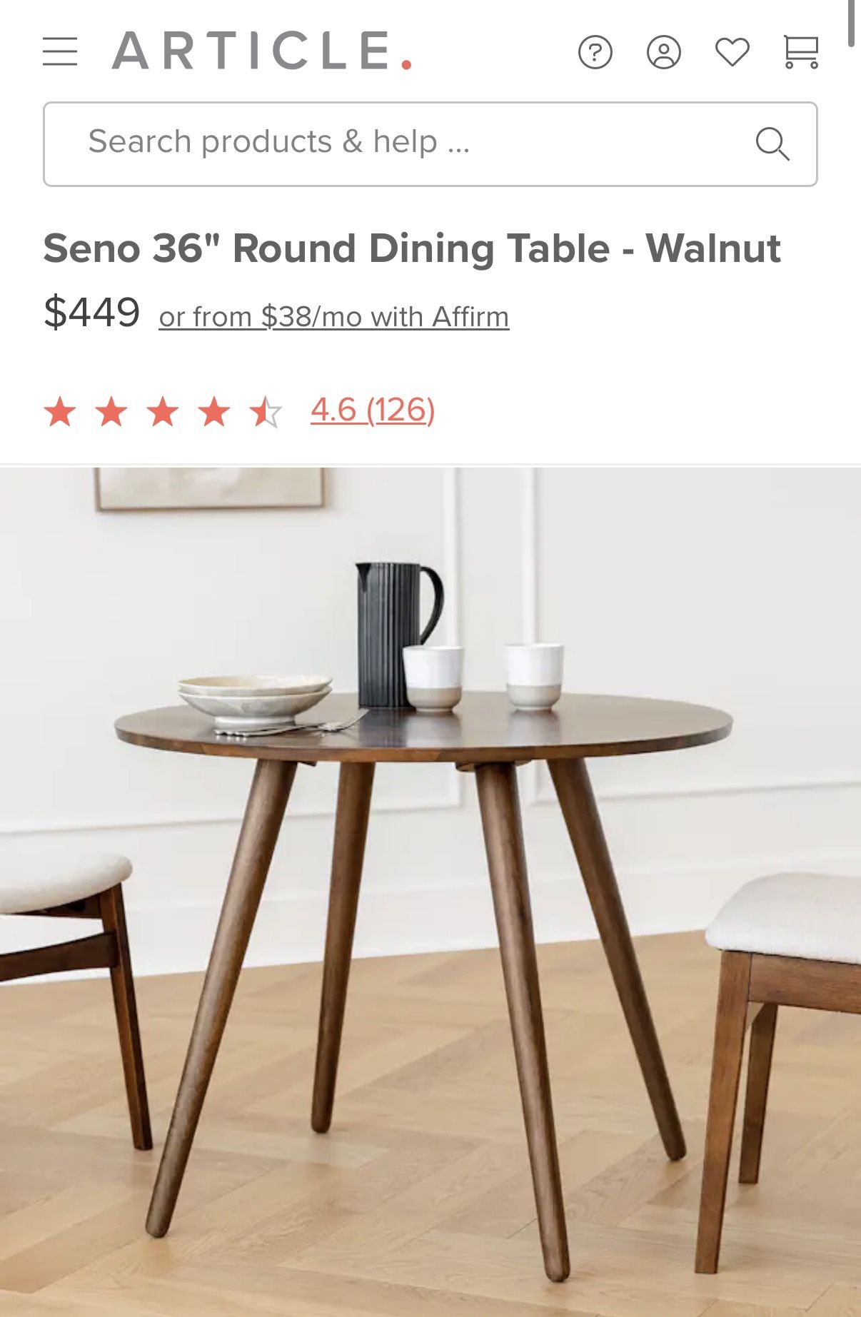 Seno Walnut 36" Round Dining Table